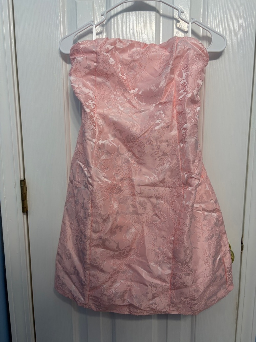 Strapless Pink Floral Brocade Kids Dress